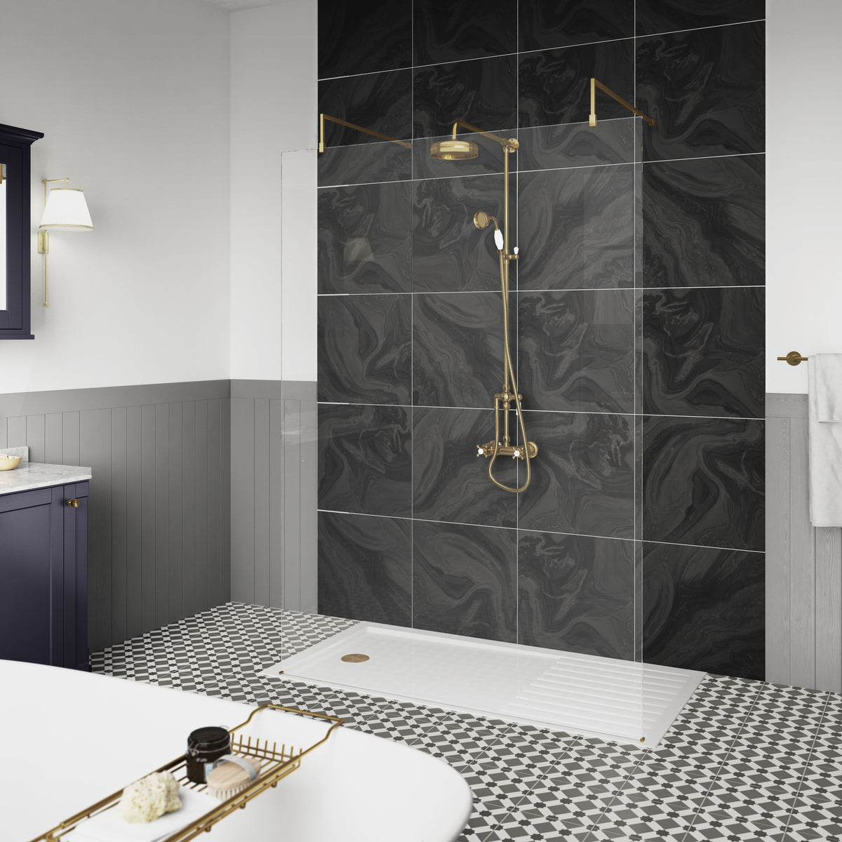 Old London Shower Kits Traditional Thermostatic Shower Valve & Kit, Ideal for Traditional Showers & Stylish Bathrooms, Brushed Brass