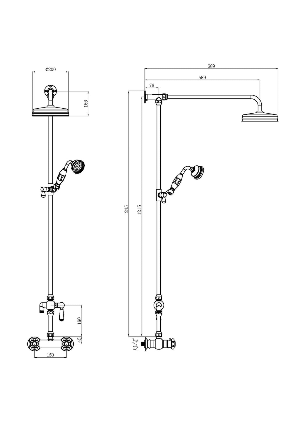 Old London Shower Kits Traditional Thermostatic Shower Valve & Kit, Ideal for Traditional Showers & Stylish Bathrooms, Brushed Brass