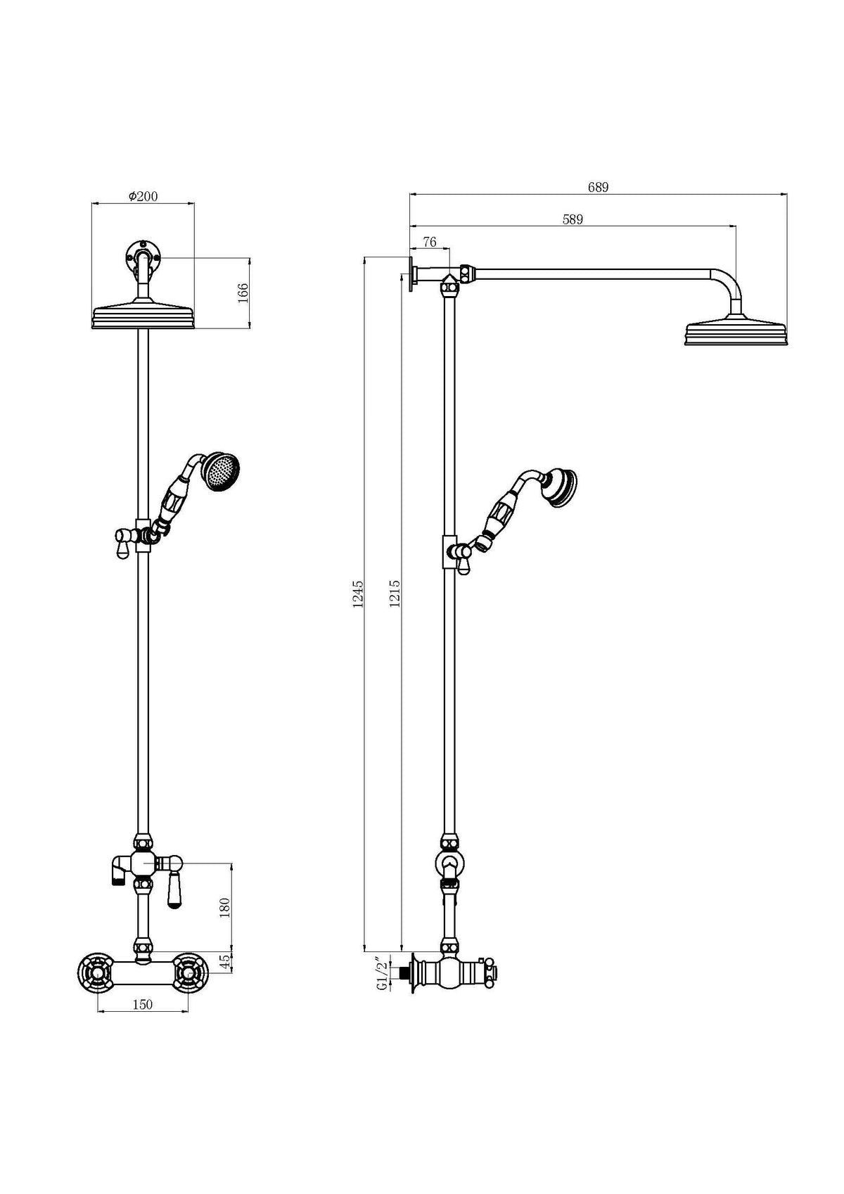 Old London Shower Kits Traditional Thermostatic Shower Valve & Kit, Ideal for Traditional Showers & Stylish Bathrooms, Brushed Brass