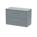 Hudson Reed Juno Wall Hung 2-Drawer Vanity Unit & Coastal Grey Worktop, Stylish Countertop Basin Unit in Coastal Grey, 800mm