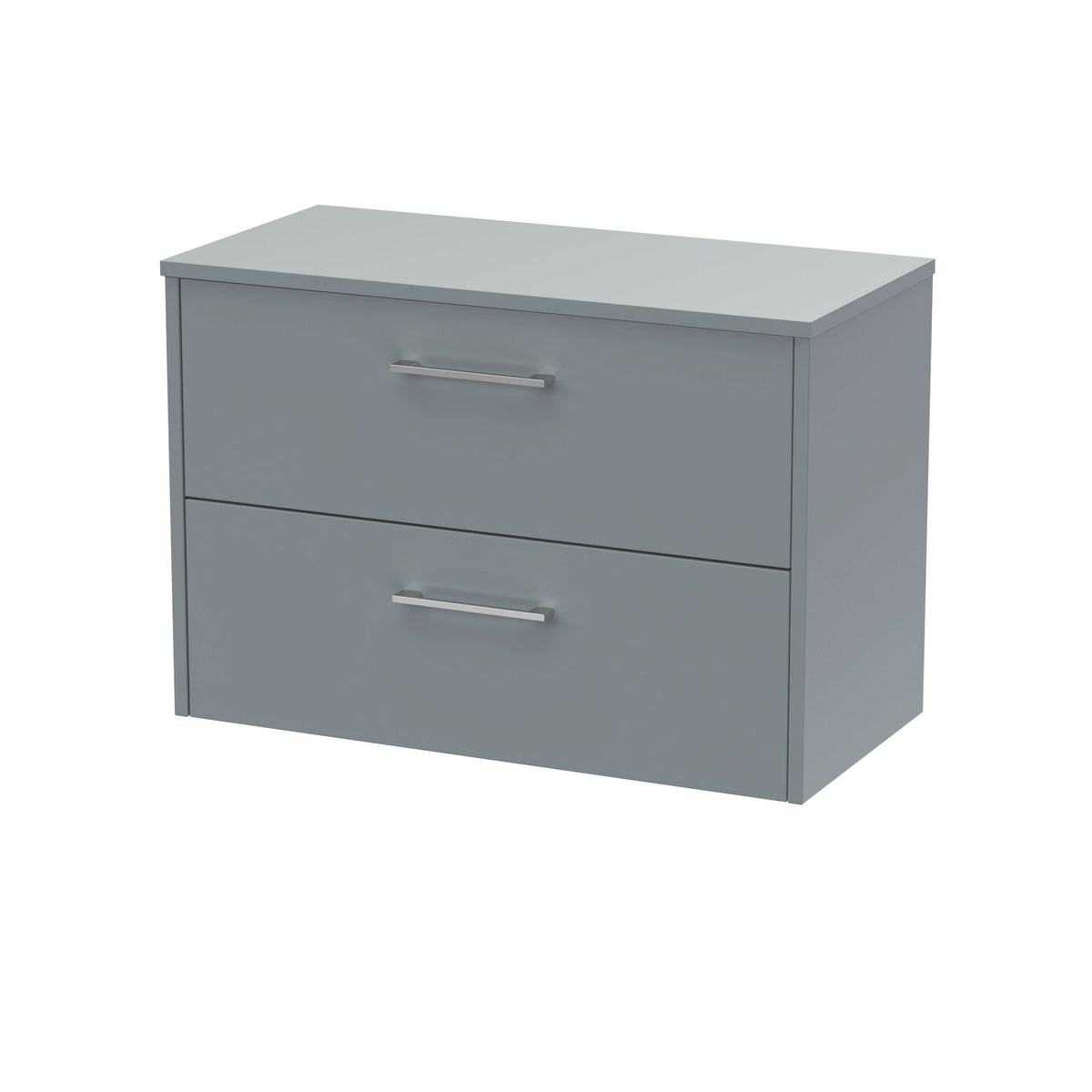 Hudson Reed Juno Wall Hung 2-Drawer Vanity Unit & Coastal Grey Worktop, Stylish Countertop Basin Unit in Coastal Grey, 800mm