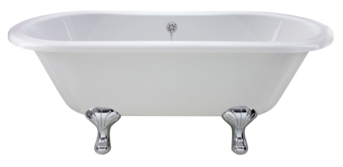 Old London Kingsbury Freestanding Bath Tub with Corbel Leg Set, Durable Double Ended Traditional Bathroom Style in White, 1500mm