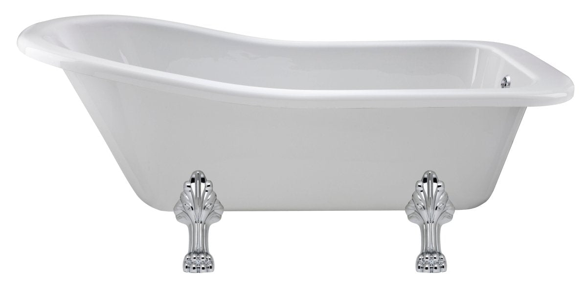 Old London Brockley Freestanding Bath Tub with Pride Leg Set, Durable Single Ended Traditional Bathroom Style in White, 1700mm
