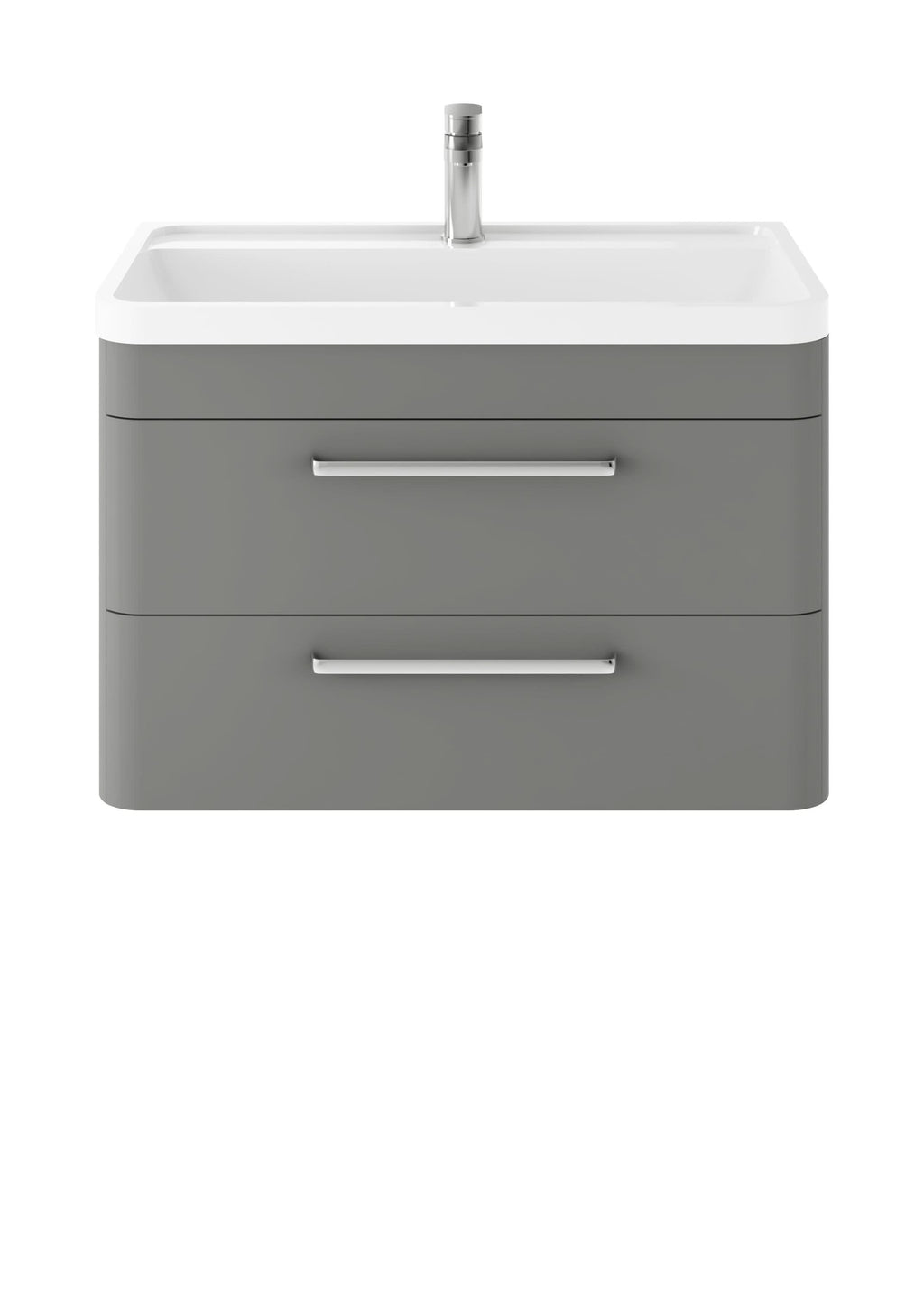 Hudson Reed Solar Wall Hung Vanity Unit with Polymarble Basin, Modern 2 Drawer Bathroom Sink Vanity Unit in Cool Grey, 800mm