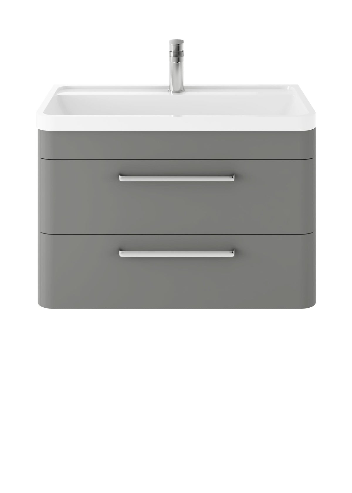 Hudson Reed Solar Wall Hung Vanity Unit with Polymarble Basin, Modern 2 Drawer Bathroom Sink Vanity Unit in Cool Grey, 800mm