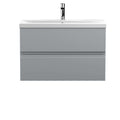 Hudson Reed Urban Wall Hung 2 Drawer Vanity Unit with Mid-Edge Ceramic Basin, Modern Bathroom Furniture in Satin Grey, 800mm