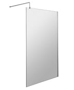 Hudson Reed Wetroom Screen & Support Bar, Durable Toughened Glass Wet Room Glass Panels Wetroom Shower Screen in Chrome, 1100mm