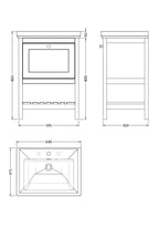 Old London Bexley Floor Standing 1 Drawer Vanity & 3 Tap Hole Fireclay Basin, Stylish Vanity Unit with Basin, Pure White, 600mm
