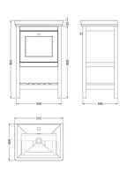 Old London Bexley Floor Standing 1 Drawer Vanity & 1 Tap Hole Fireclay Basin, Stylish Vanity Unit with Basin, Cool Grey, 500mm