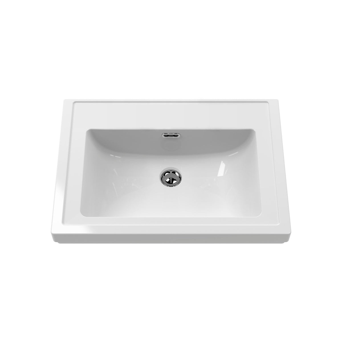 Old London Bexley Floor Standing 1 Drawer Vanity without Tap Hole Fireclay Basin, Stylish Vanity Unit with Basin, Indigo Blue, 500mm