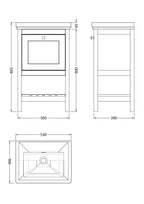 Old London Bexley Floor Standing 1 Drawer Vanity without Tap Hole Fireclay Basin, Stylish Vanity Unit with Basin, Indigo Blue, 500mm