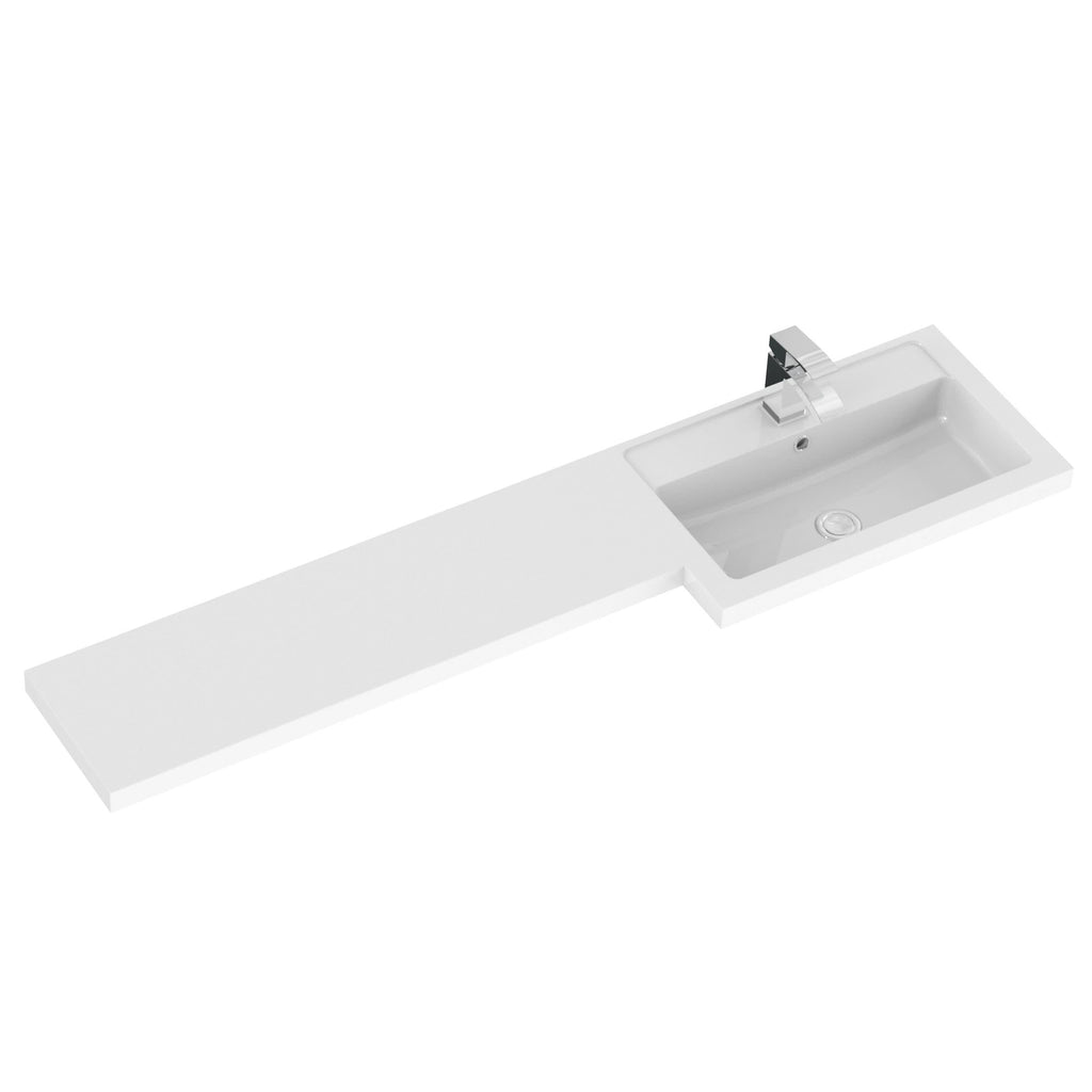 Hudson Reed Fusion Floor Standing 5 Door Vanity Basin & WC Right Hand Combination, Vanity Unit with Basin, Gloss White, 1500mm