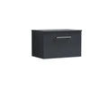 Nuie Arno Wall Hung Vanity Unit with 1 Soft-Close Drawer & Laminate Worktop in Satin Soft Black, Modern Counter Top Vanity Unit in Soft Black, 600mm