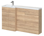 Hudson Reed Fusion Floor Standing Left Hand Combination, Stylish Bathroom Storage Unit, Bleached Oak, 1500mm