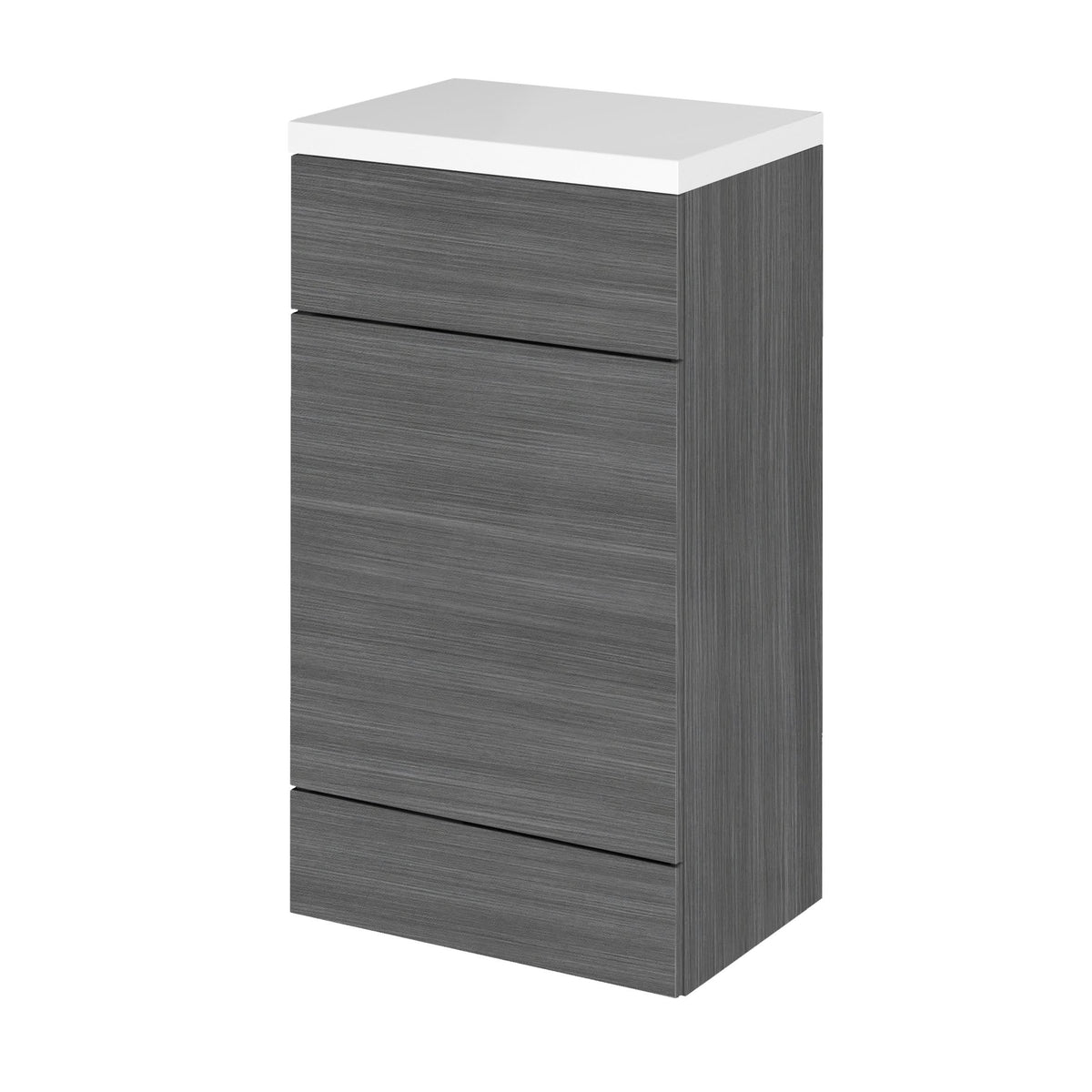Hudson Reed Fusion Floor Standing WC Unit & Polymarble Top, Bathroom Storage Unit, Anthracite Woodgrain, 500mm