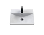 Hudson Reed Fluted Wall Hung 1-Drawer Vanity and Thin-Edge Basin, Contemporary Sink Vanity Unit, Soft Black, 500mm