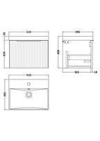 Hudson Reed Fluted Wall Hung 1-Drawer Vanity and Thin-Edge Basin, Contemporary Sink Vanity Unit, Soft Black, 500mm