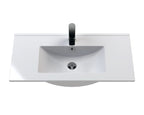 Hudson Reed Fluted Wall Hung 2-Drawer Vanity and Minimalist Basin, Contemporary Sink Vanity Unit, Soft Black, 800mm