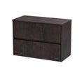 Nuie Havana Wall Hung 2-Drawer Vanity Unit & Worktop in Metallic Slate, Countertop Basin Unit in Metallic Slate, 800mm