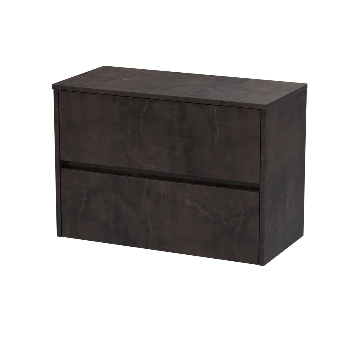 Nuie Havana Wall Hung 2-Drawer Vanity Unit & Worktop in Metallic Slate, Countertop Basin Unit in Metallic Slate, 800mm