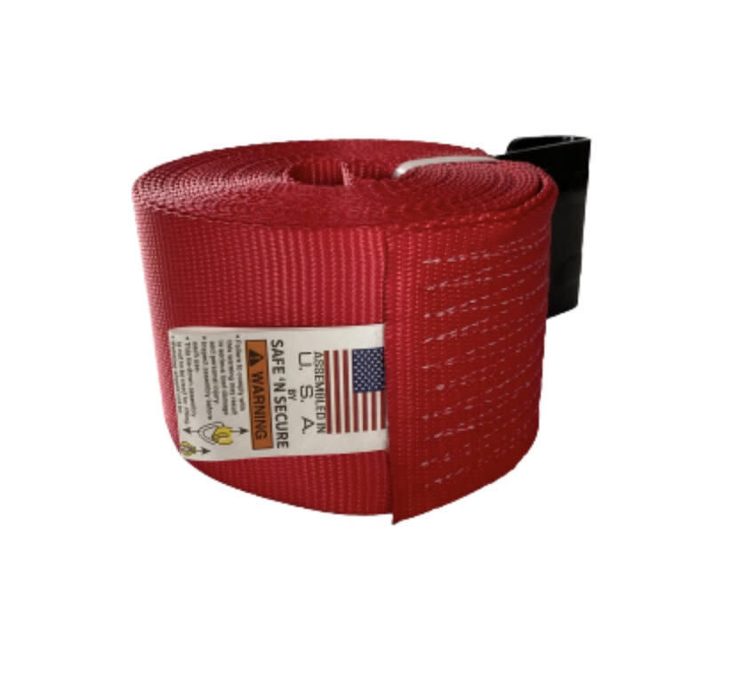 4" X 30' RED STRAP USA