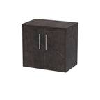 Hudson Reed Juno Wall Hung 2-Door Vanity Unit & Metallic Slate Worktop, Countertop Basin Unit in Metallic Slate, 600mm