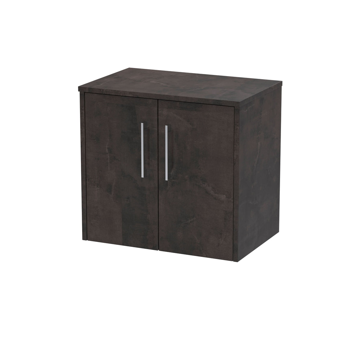 Hudson Reed Juno Wall Hung 2-Door Vanity Unit & Metallic Slate Worktop, Countertop Basin Unit in Metallic Slate, 600mm