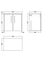 Hudson Reed Juno Wall Hung 2-Door Vanity Unit & Metallic Slate Worktop, Countertop Basin Unit in Metallic Slate, 600mm