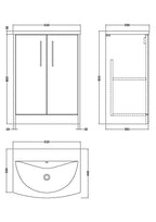 Hudson Reed Juno Floor Standing Vanity Unit with White Basin, Modern Bathroom Vanity Unit with Storage, Soft Close Doors & 1 Tap Hole Sink Vanity Unit in Midnight Blue, 600mm