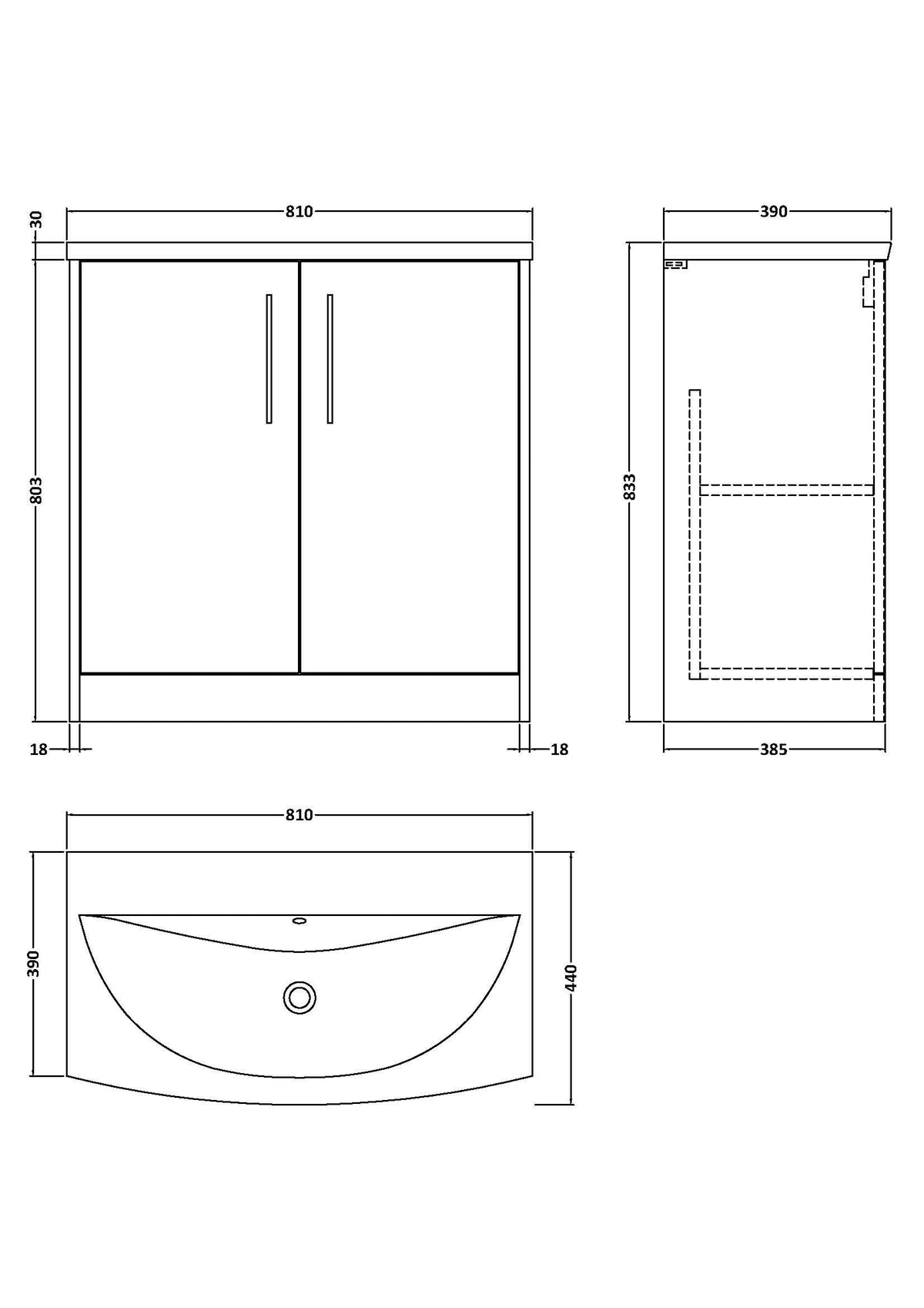 Hudson Reed Juno Floor Standing Vanity Unit with White Basin, Bathroom Vanity Unit with Soft Close Doors, China Sink Basin & Modern D-Shape Handles in Midnight Blue, 800mm
