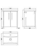 Hudson Reed Juno Wall Hung Vanity Unit with White Basin 1 Tap Hole, Modern Wall Hung Vanity Units for Bathroom, Sink Vanity Unit with Soft Close Doors in Midnight Blue, 500mm