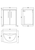 Hudson Reed Juno Wall Hung Vanity Unit with White Basin, 2-Door Cabinet with Soft Close Modern Bathroom Vanity Unit with Basin for Compact Spaces in Midnight Blue, 500mm