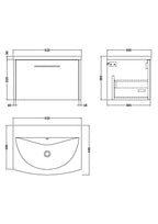 Hudson Reed Juno Wall Hung Single Drawer Vanity Unit with White Basin, Bathroom Vanity Unit with Basin, Modern Sink Vanity Unit for Bathroom in Midnight Blue, 600mm