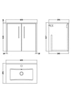 Hudson Reed Juno Wall Hung Vanity Unit with Basin with 1 Tap Hole, Durable 2 Soft-Close Doors Modern Sink Vanity Unit for Bathrooms in Midnight Blue Finish, 600mm
