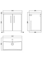 Hudson Reed Juno Wall Hung Vanity Unit with Basin, Durable Soft Close 2-Door Modern Bathroom Vanity Unit with Storage in Midnight Blue Matt Finish, 600mm