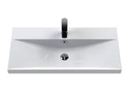 Hudson Reed Juno Wall Hung Vanity Unit with Basin 1 Tap Hole, Durable Soft Close Drawer with D Shape Handle for Modern Bathrooms in Midnight Blue, 800mm