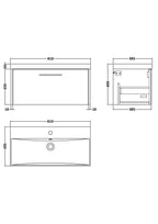 Hudson Reed Juno Wall Hung Vanity Unit with Basin 1 Tap Hole, Durable Soft Close Drawer with D Shape Handle for Modern Bathrooms in Midnight Blue, 800mm