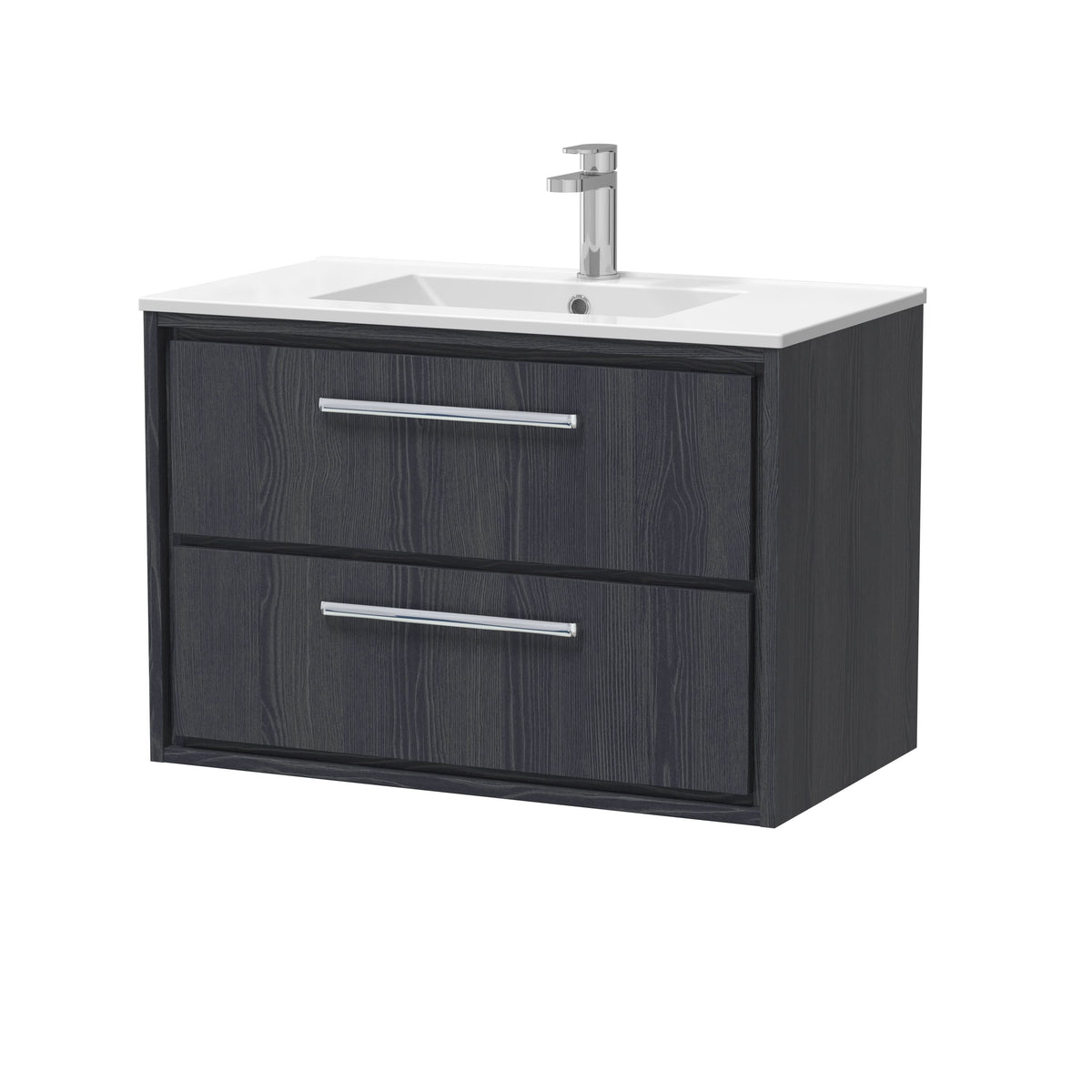 Hudson Reed Lille Wall Hung Vanity Unit with 1 Tap Hole Basin, Durable Bathroom Furniture, Double Drawer Sink Vanity Unit for Modern Bathroom Storage, 800mm