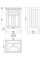 Old London Floor Standing Vanity Unit with Fireclay Basin Traditional 2 Door Sink Vanity Unit for Wall Mounted Taps, Bathroom Vanity Unit with Basin in Storm Grey, 600mm