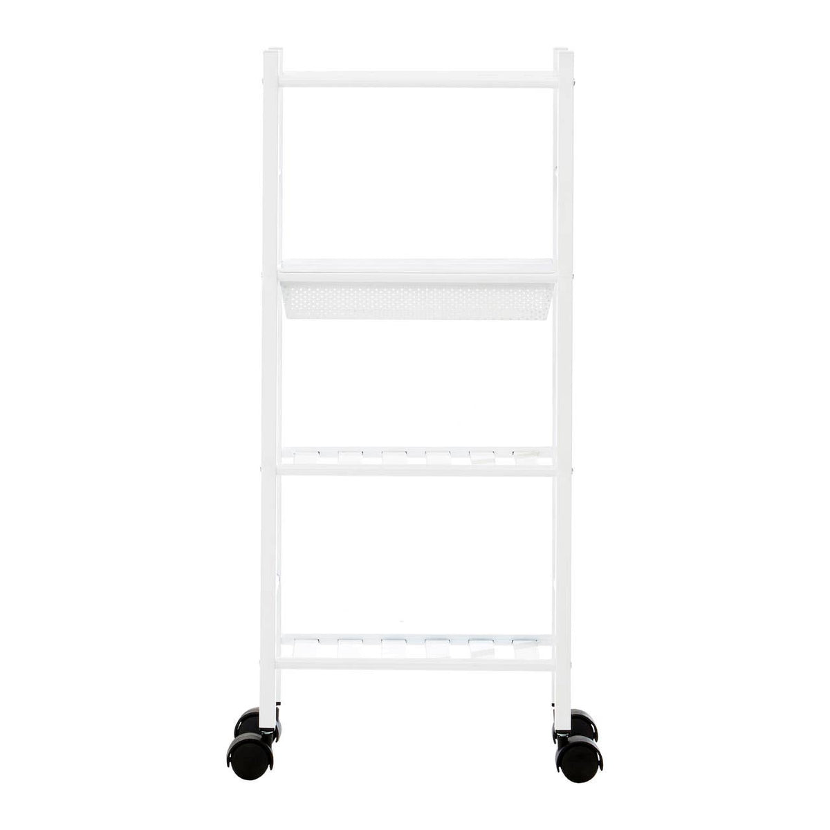 Dara 4 Tier White Trolley with Basket