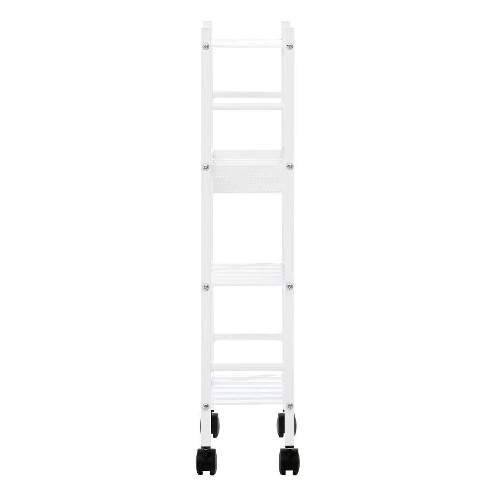 Dara 4 Tier White Trolley with Basket