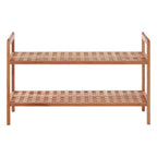 Arla 2 Tier Walnut Wood Grid Design Stackable Shoe Rack