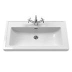 Old London Bexley Floor Standing 1 Drawer Vanity & 1 Tap Hole Fireclay Basin, Stylish Vanity Unit with Basin, Indigo Blue, 800mm
