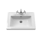 Old London Bexley Floor Standing 1 Drawer Vanity & 1 Tap Hole Fireclay Basin, Stylish Vanity Unit with Basin, Fern Green, 600mm