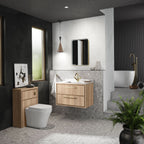 Hudson Reed Lille Floor Standing WC Unit, Modern Bathroom Furniture in Bleached Oak Finish, 550mm (255 Deep)