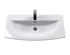 Hudson Reed Urban Wall Hung 2 Drawer Vanity Unit with Curved Ceramic Basin, Modern Bathroom Furniture in Satin Grey, 800mm