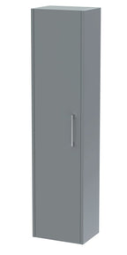 Hudson Reed Juno Wall Mounted Single Door Tall Unit, Modern Bathroom Storage Cabinet with D-Shape Handle in Coastal Grey, 350mm