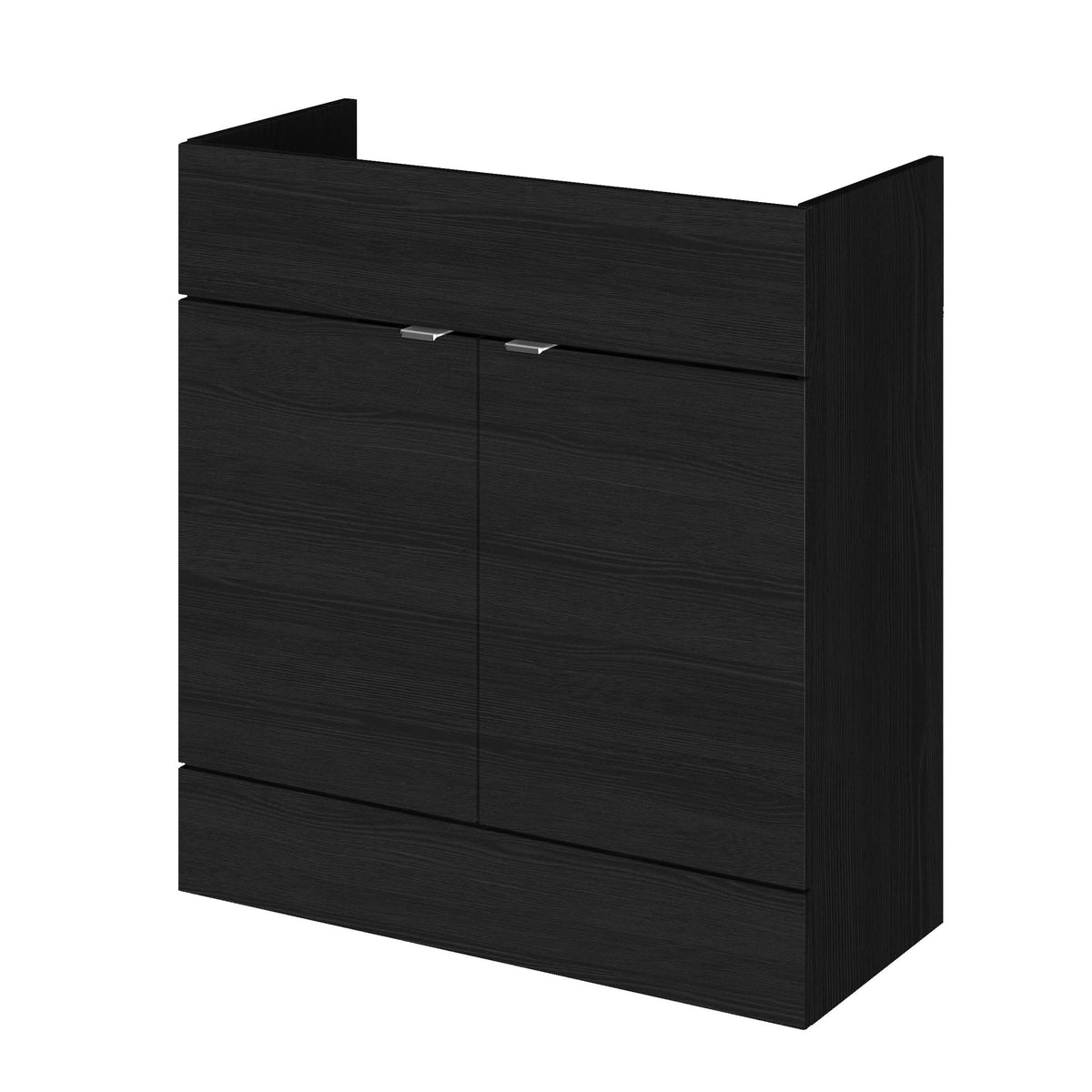 Hudson Reed Fusion Fitted Floor Standing Vanity Unit, 1 Soft Close Door Compact Bathroom Unit in Charcoal Black, 800mm (355Mm Deep)
