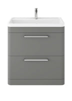 Hudson Reed Solar Floor Standing 2 Door Vanity Unit with Polymarble Basin, Durable Modern Vanity Unit in Cool Grey, 800mm