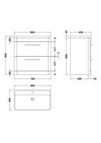 Hudson Reed Solar Floor Standing 2 Door Vanity Unit with Polymarble Basin, Durable Modern Vanity Unit in Cool Grey, 800mm